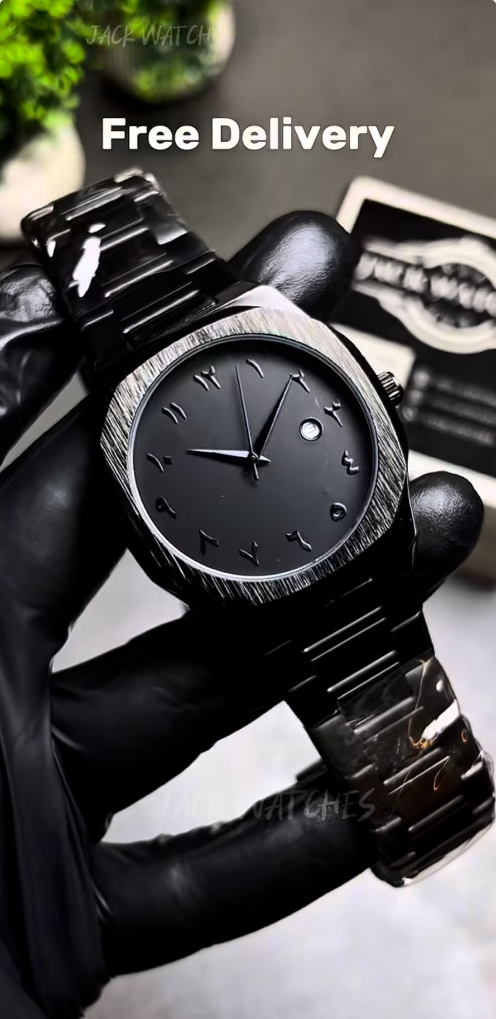 🖤 Midnight Arabic Numeral Blackout Watch
