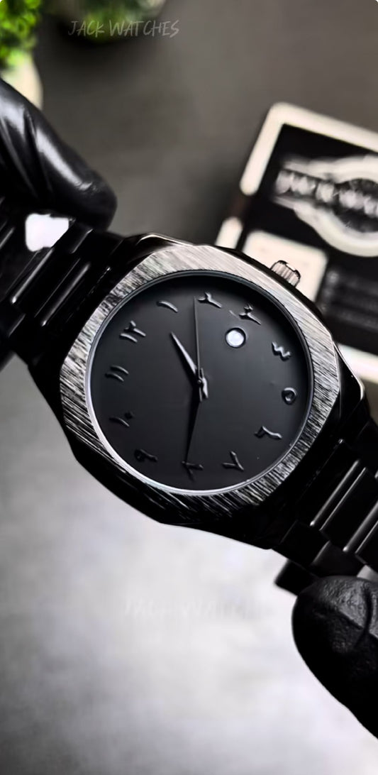 🖤 Midnight Arabic Numeral Blackout Watch